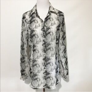 Cabi black and white snakeskin chiffon blouse